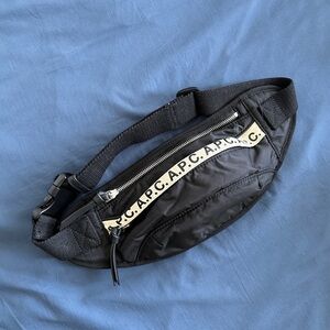 A.P.C. Black Belt Bag with Cream Logo Tape
